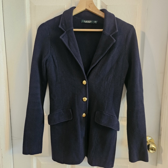 Lauren Ralph Lauren Jackets & Blazers - Lauren Ralph Lauren Sweater Knit Blazer Preppy Schoolgirl Navy Size XS